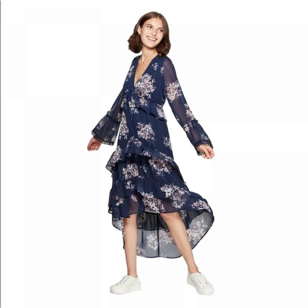 Navy blue floral dress